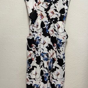 Eight Sixty Black and Blue Abstract Midi Dress